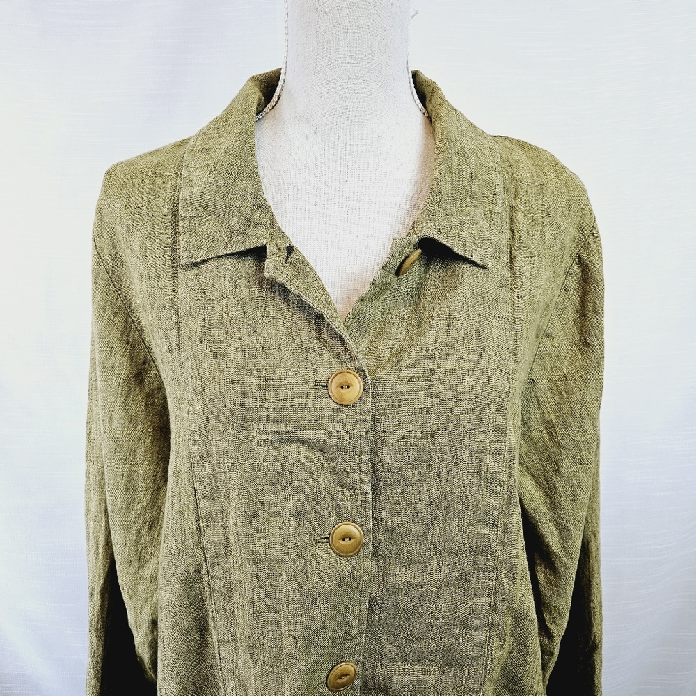 Flax Linen Button Jacket Size Medium - image 2